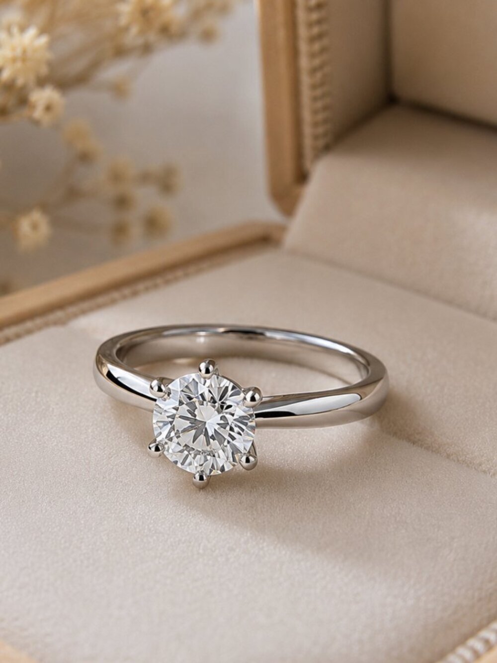 Moissanite Solitaire 925 Silver Ring Size 5.75 | Minimalist